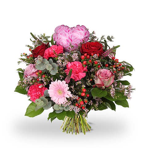 Boeket Valentijn hart roze