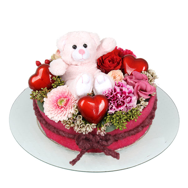 bloementaart valentijn met beer